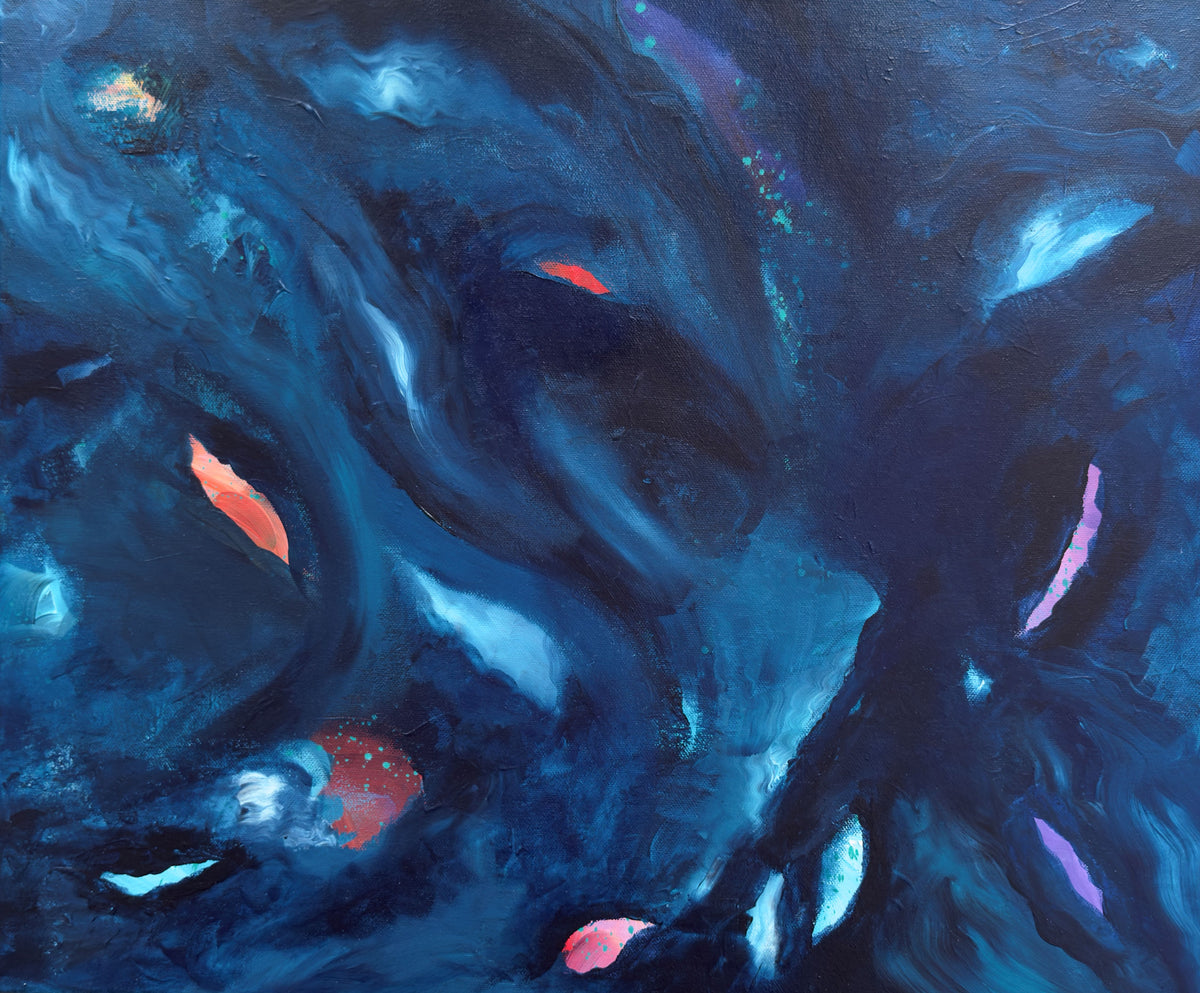 Original abstract painting Midnight Ocean by Swedish artist Maria Geijer