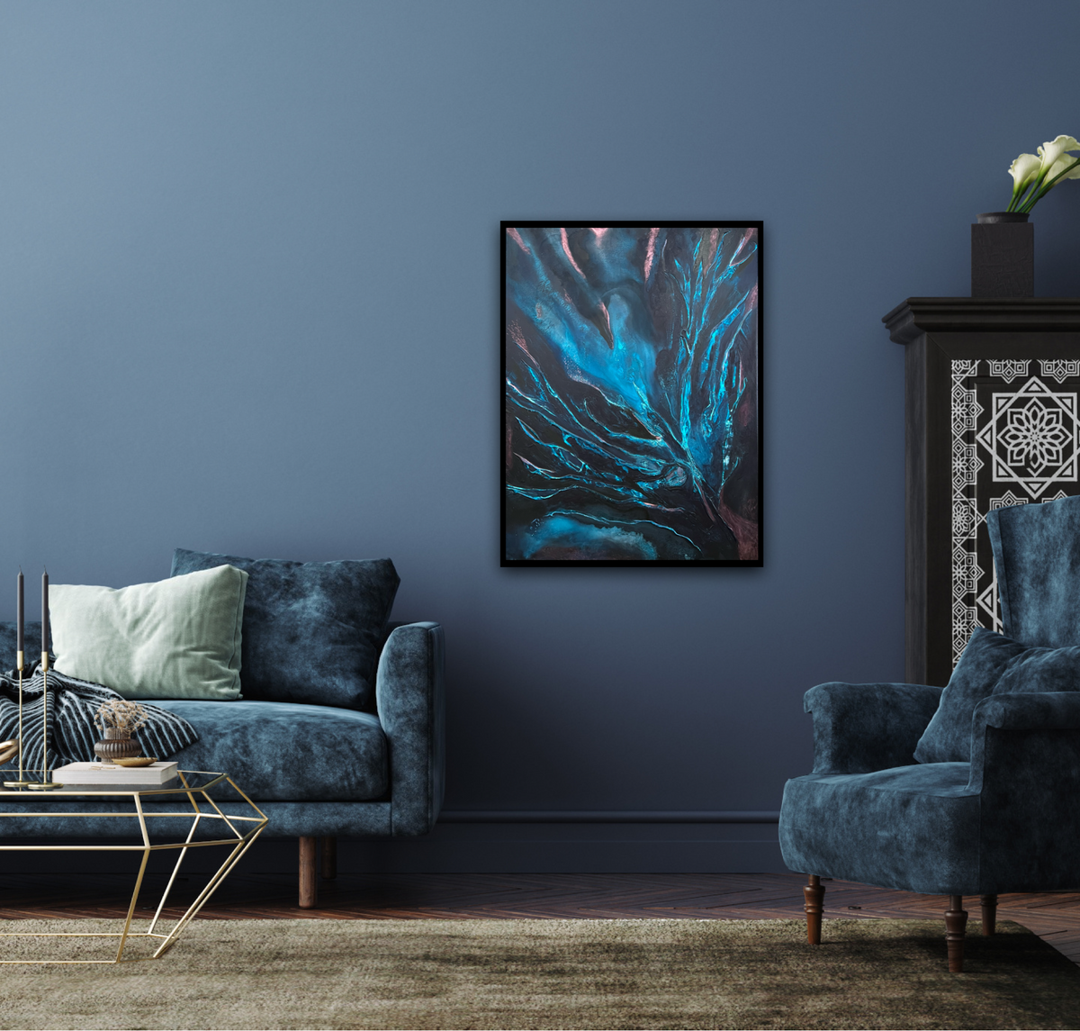 Original abstract painting There Is Always Light by Swedish artist Maria Geijer