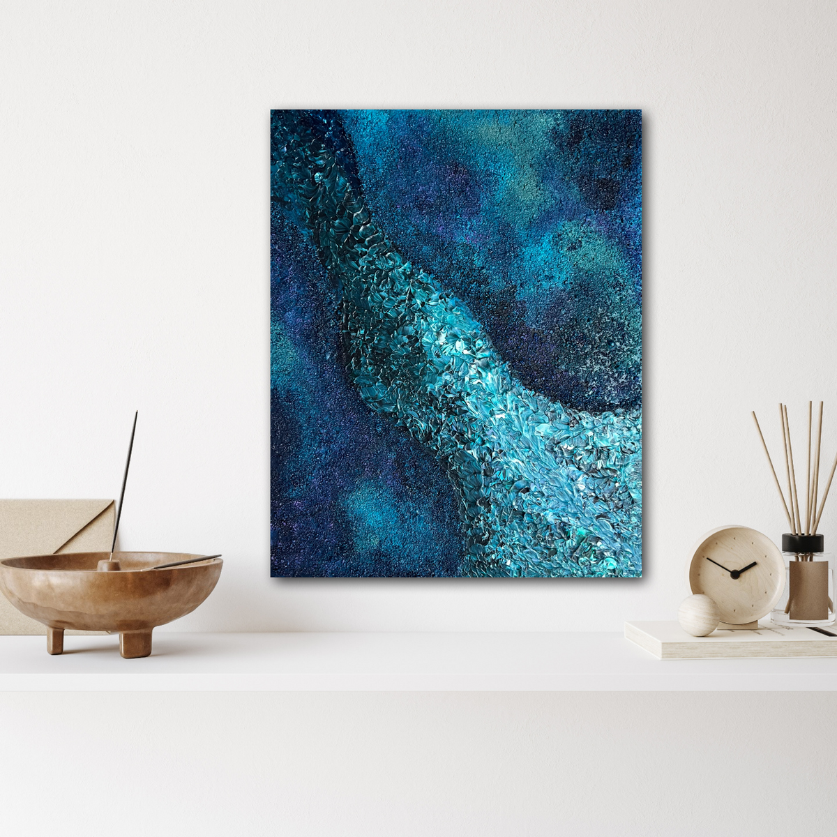 Original abstract painting Flow with the Ocean by Swedish artist Maria Geijer