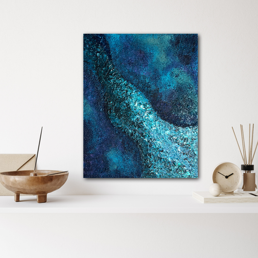 Original abstract painting Flow with the Ocean by Swedish artist Maria Geijer