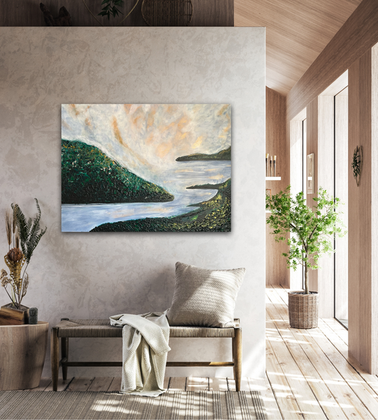Original abstract painting Archipelago by Swedish artist Maria Geijer