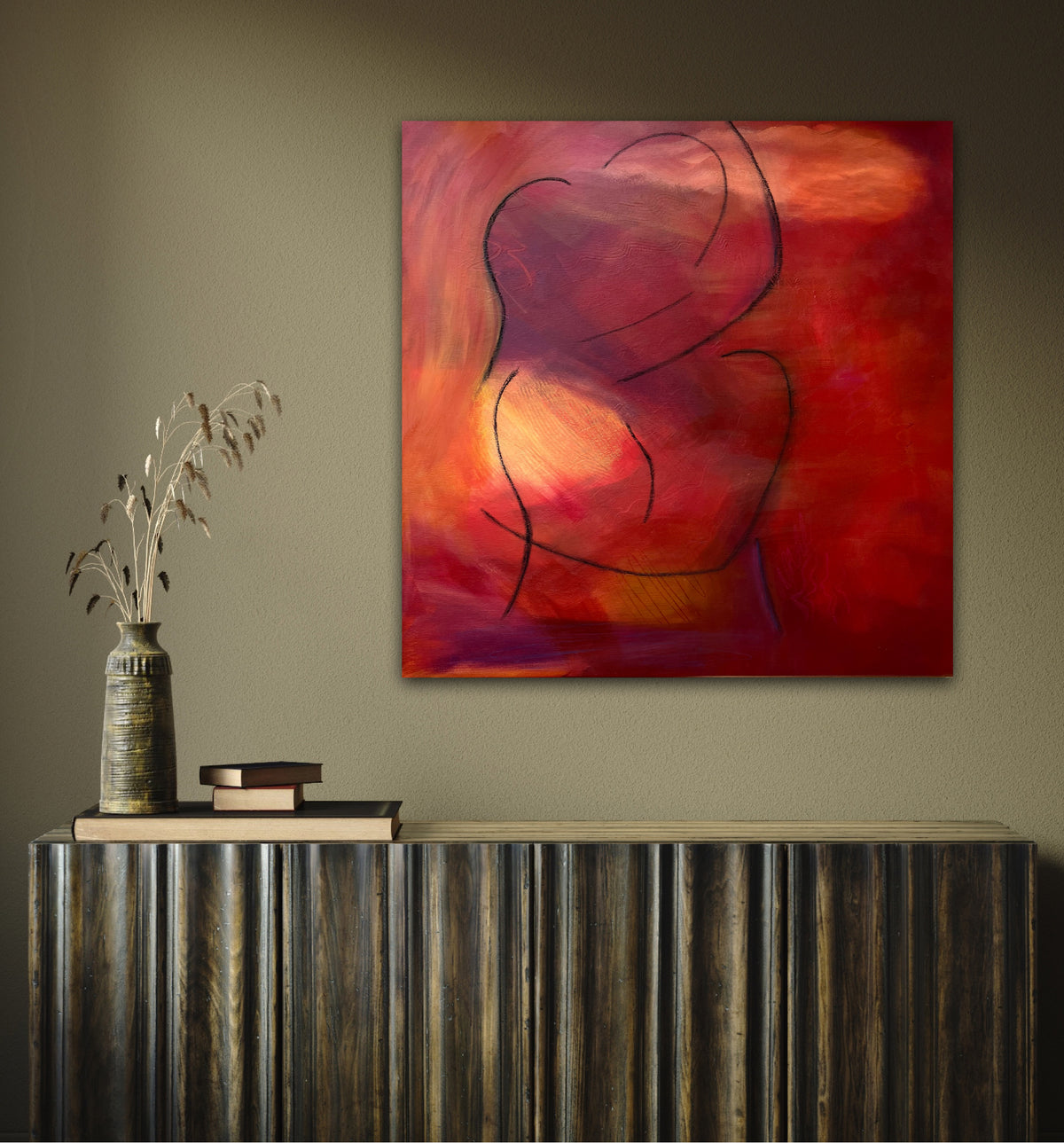 Original abstract painting Embrace by Swedish artist Maria Geijer