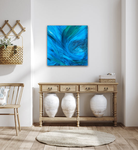 Original abstract painting Deep Sea Love by Swedish artist Maria Geijer