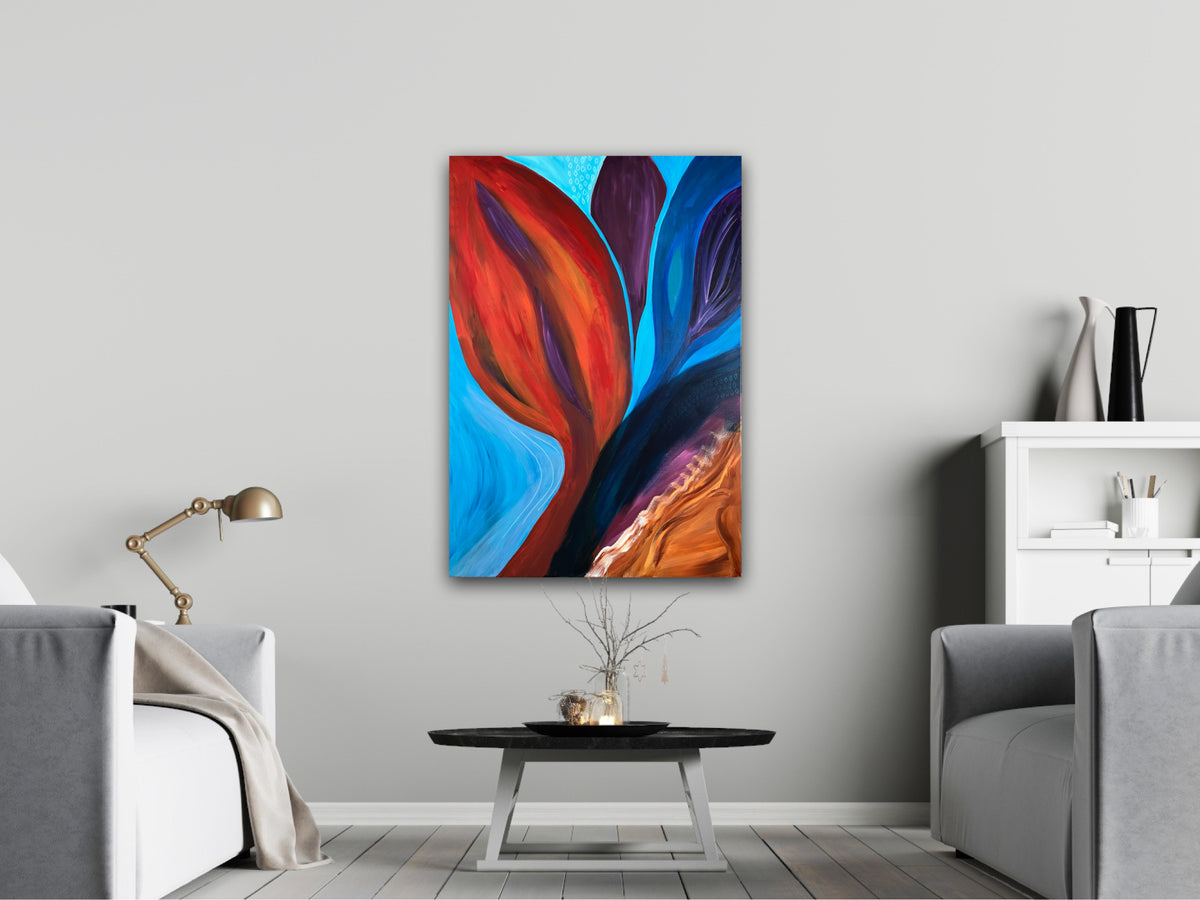 Original abstract painting Grow by Swedish artist Maria Geijer
