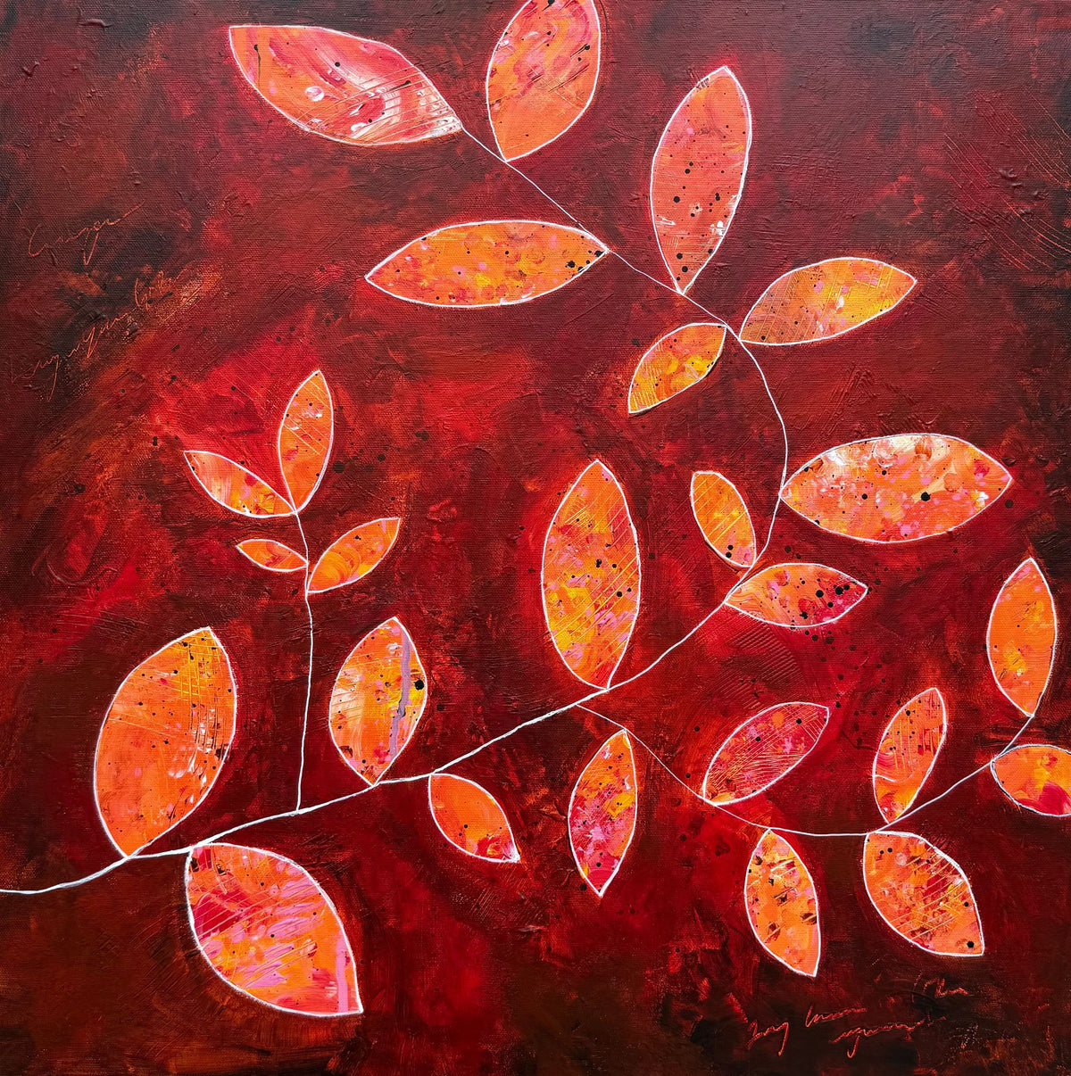 Original abstract painting Longing by Swedish artist Maria Geijer