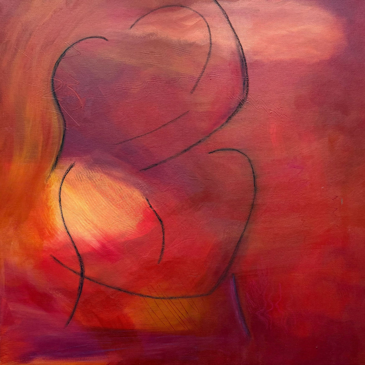 Original abstract painting Embrace by Swedish artist Maria Geijer