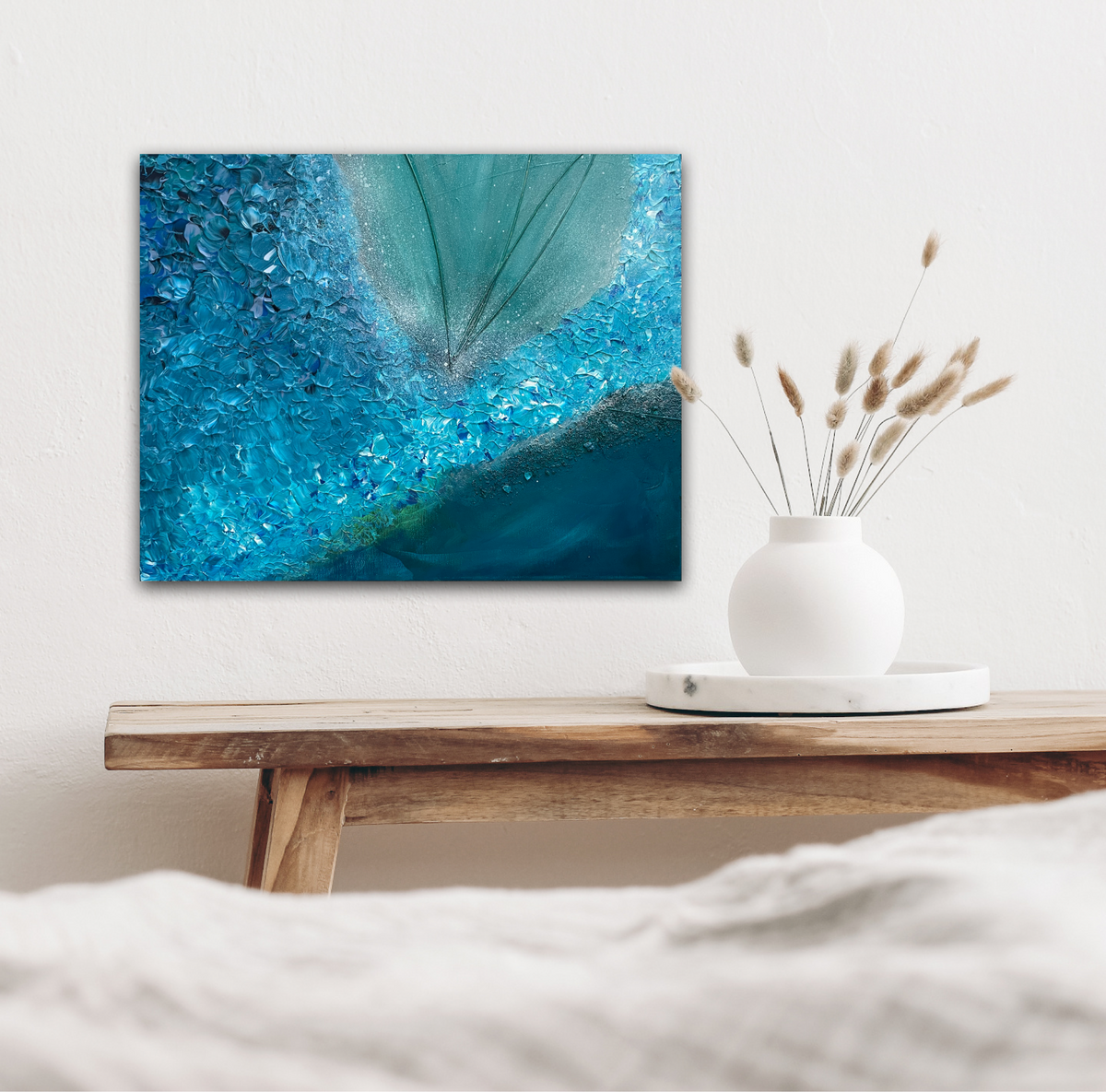 Original abstract painting Summer Beach by Swedish artist Maria Geijer